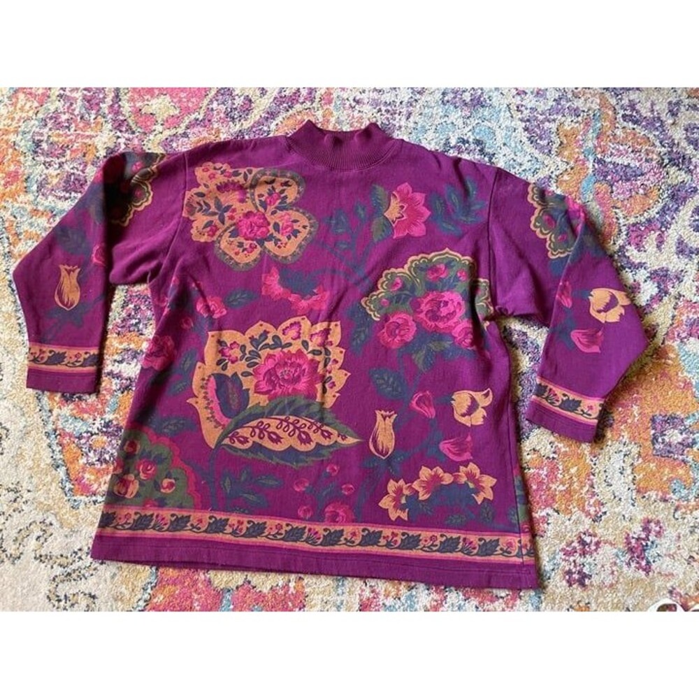 Vintage 80s Spumoni by Franko All Over Print Floral Tapestry Sweatshirt